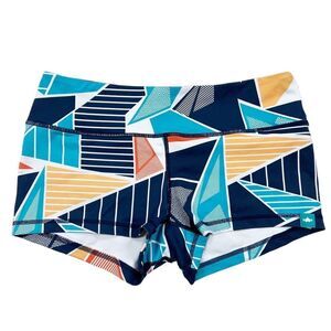 Wodbottom Blue Triangle Geometric Shorts 2.5" CrossFit Workout Size Medium